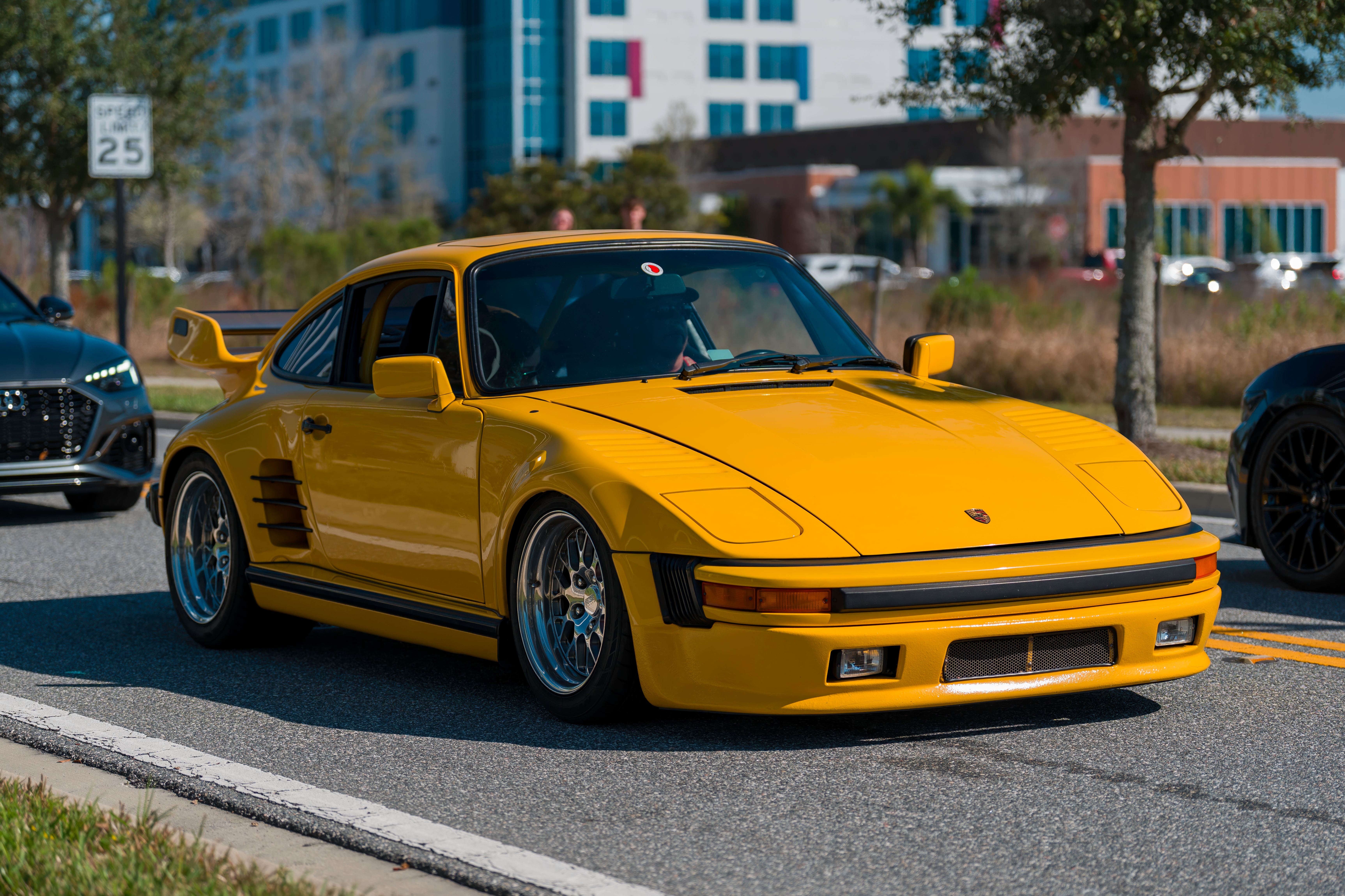 Yellow Porsche 911 slant-nose conversion